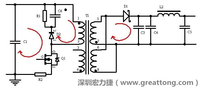 元件布局的時候，要優(yōu)先考慮高頻脈沖電流和大電流的環(huán)路面積，盡可能地減小,以抑制開關電源的輻射干擾