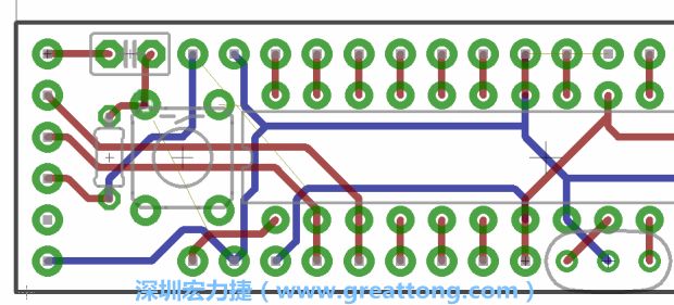 4.2. 然后在電路板的背面進(jìn)行布線。